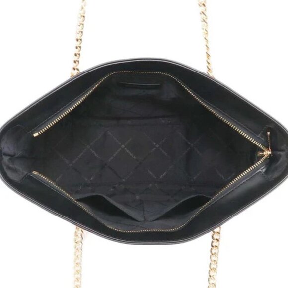 Michael Kors Jet Set Medium Front Pocket Chain Top Zip (Black Pebbled Leather) - Picture 2 of 3